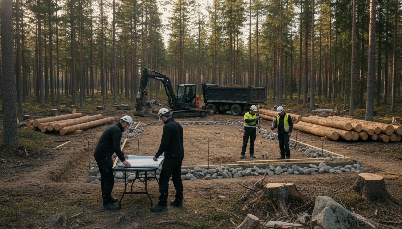 hirsitalon perustukset työmaa