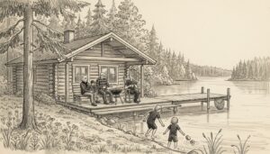 suomalainen mökki järvi