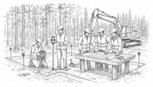 hirsitalon perustukset työmaa