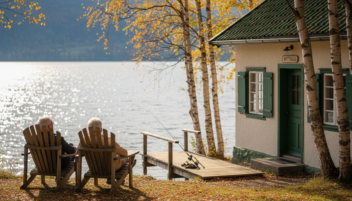 Et par nyter late dager i solen ved en idyllisk innsjøhytte i Sentral-Europa.
