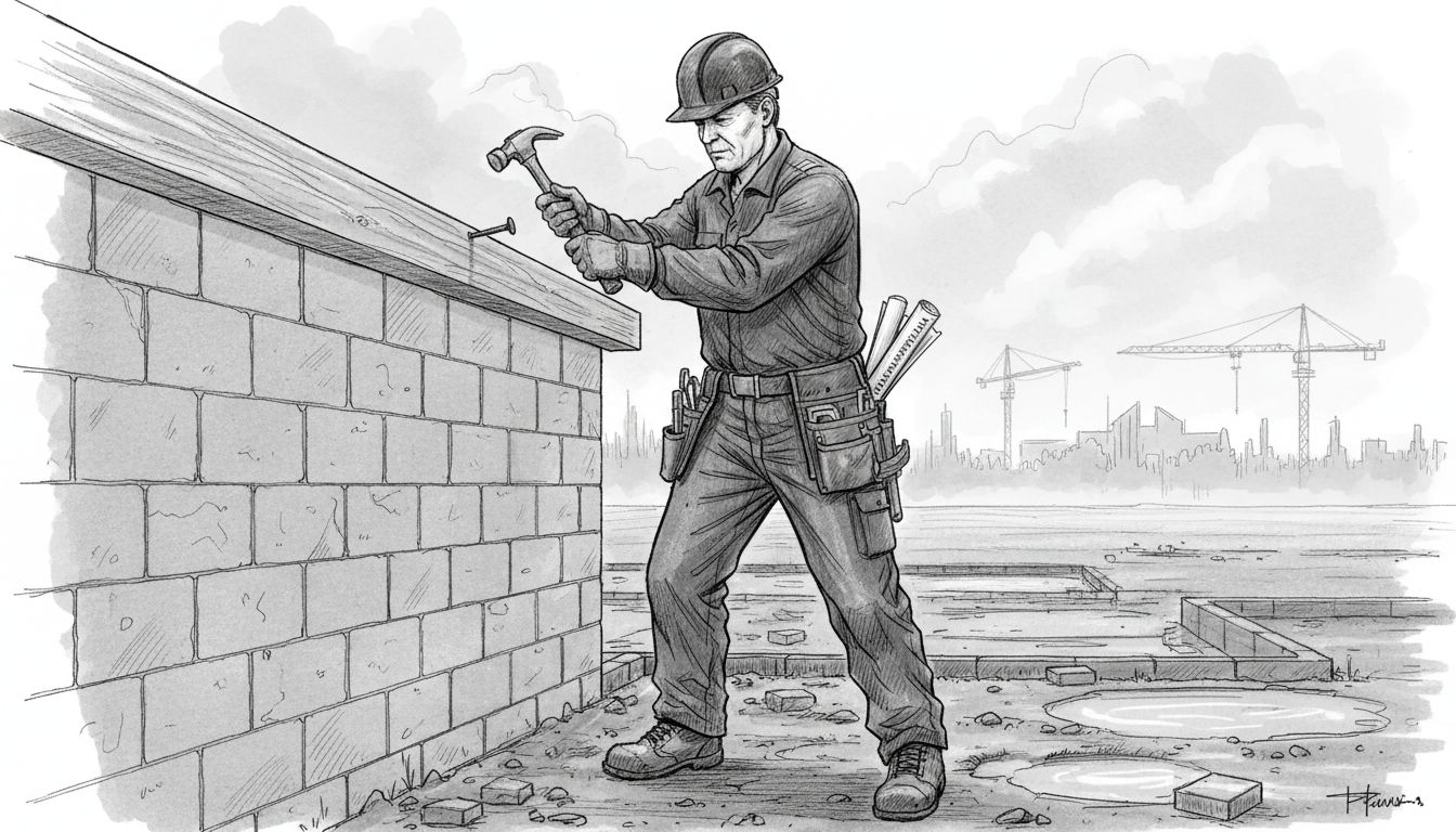 Rakentaja tekee töitä ilman tarvittavia lupia.