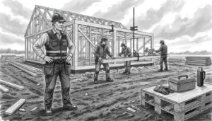 Keski-Euroopassa nousee parhaillaan uusi puurunkoinen omakotitalo.