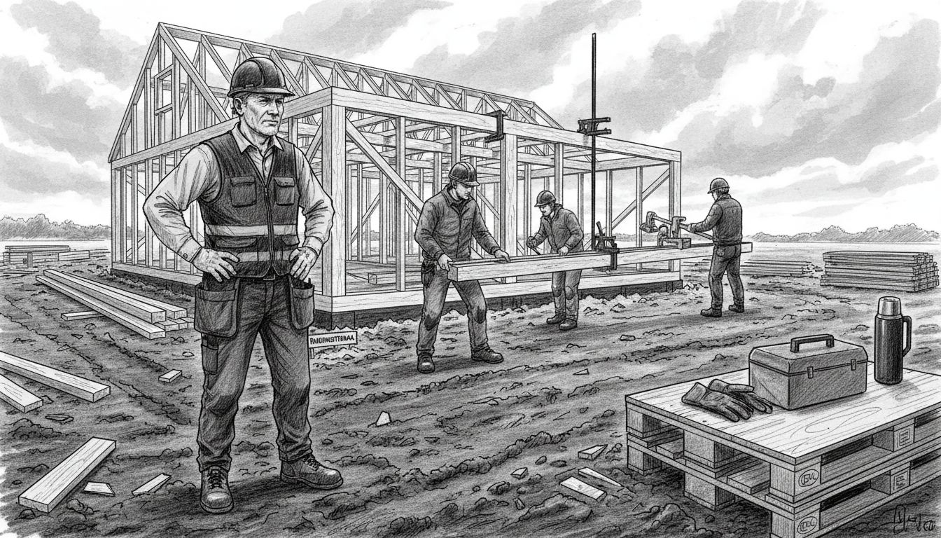 Keski-Euroopassa nousee parhaillaan uusi puurunkoinen omakotitalo.