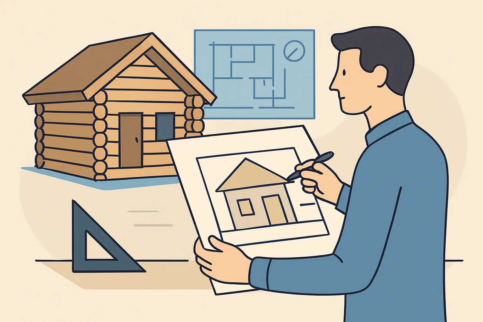 Hirsirunko omien piirustusten mukaan ilman mutkia