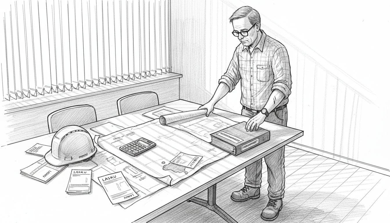 Työmaan vastaava tarkastelee rakennushankkeen kustannuksia