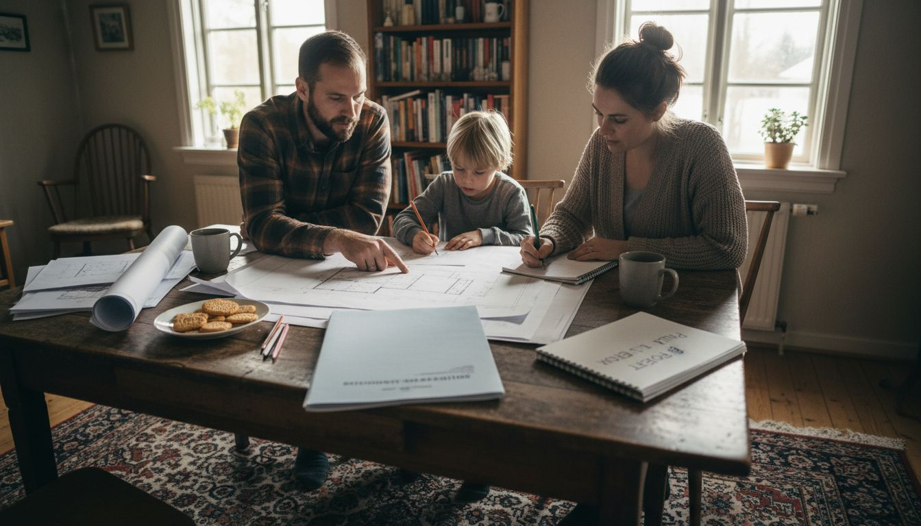 En familj drömmer om att bygga ett nytt timmerhus