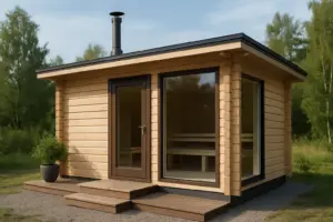Pihasauna 15-18 m2 hirsirungolla ilman arpapeliä