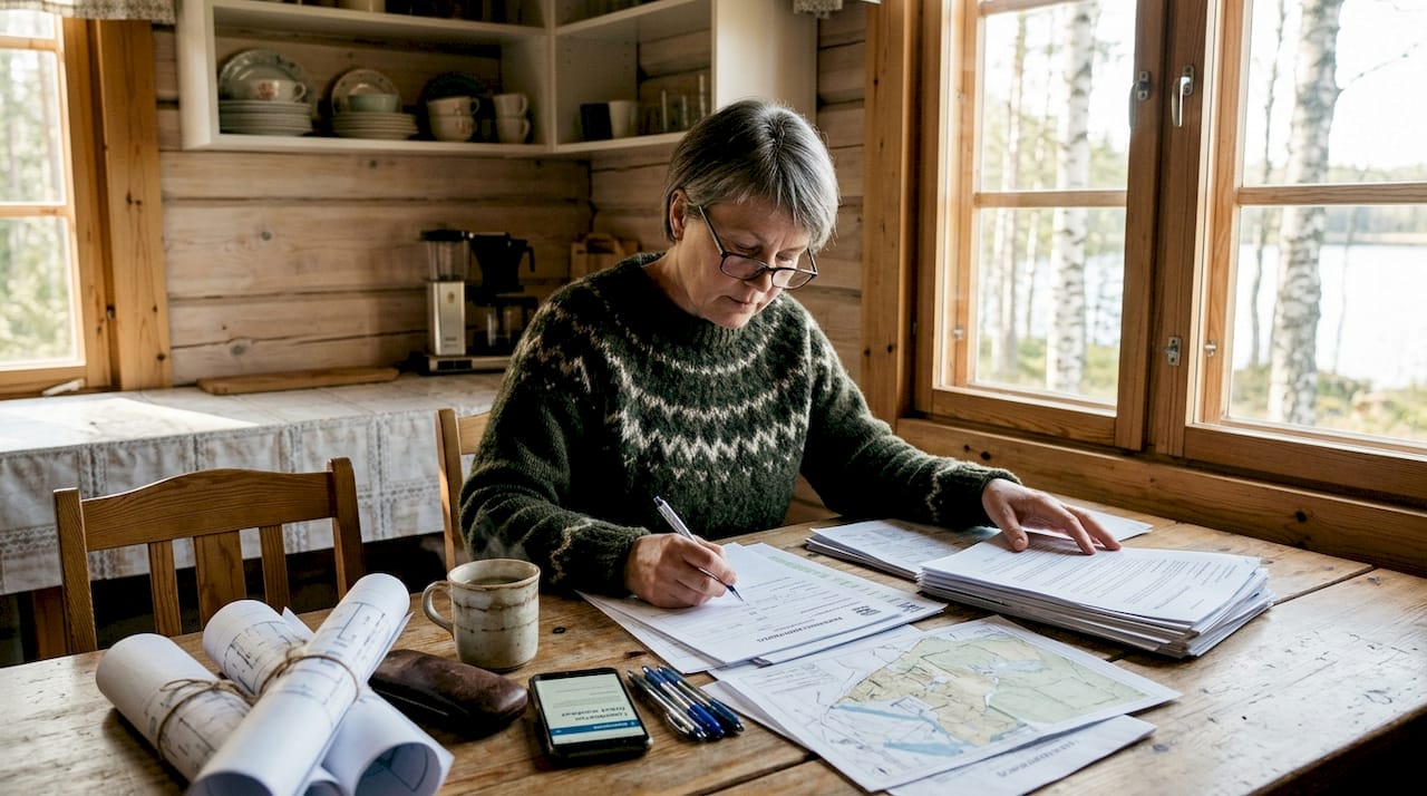 Homeowner reviews timber building permit forms