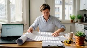 Am Küchentisch schmiedet jemand Pläne für den nächsten Holzbau.