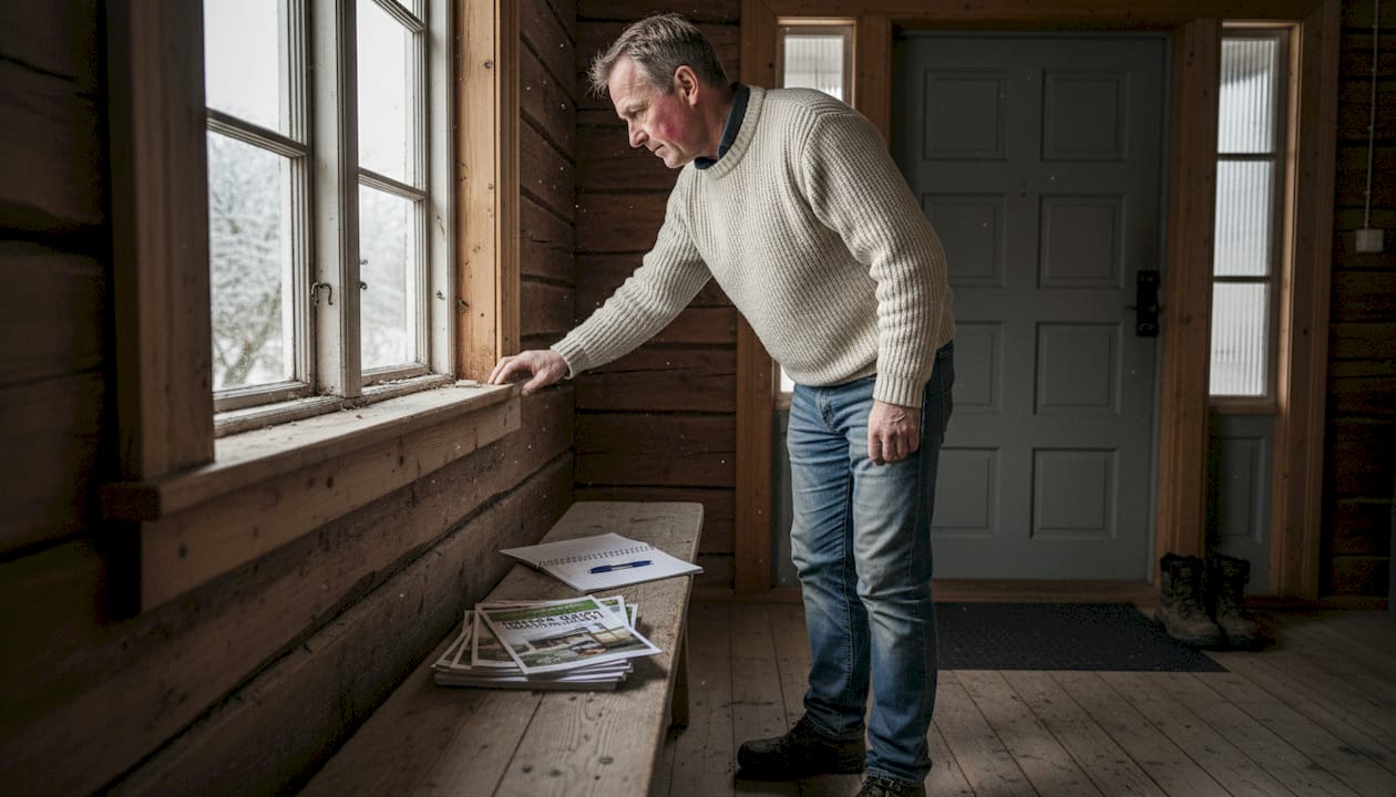 På vintern kontrollerar man hur väl timmerhusen håller värmen.