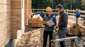 Byggingeniør vurderer miljøvennlige løsninger i tre